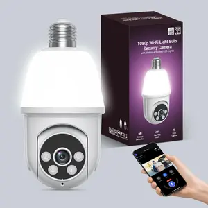 1080P Light Bulb Security Camera with Motion-Activated LED, WiFi, Two-Way Talk, Color Night Vision, and Human Detection for Home Security Audio Lens