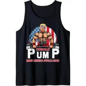 Donald Pump Swole America Again Gym Fitness Trump 2024 Tank Top, Unisex Tank Top