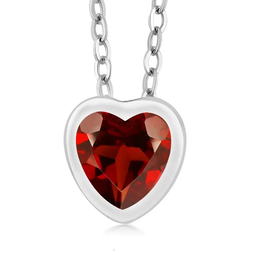 925 Sterling Silver 6MM Heart Shape Gemstone Birthstone Solitaire Pendant Necklace | With 18 inch Silver Chain | Fine Jewelry Gift for Her Mom Women Wife