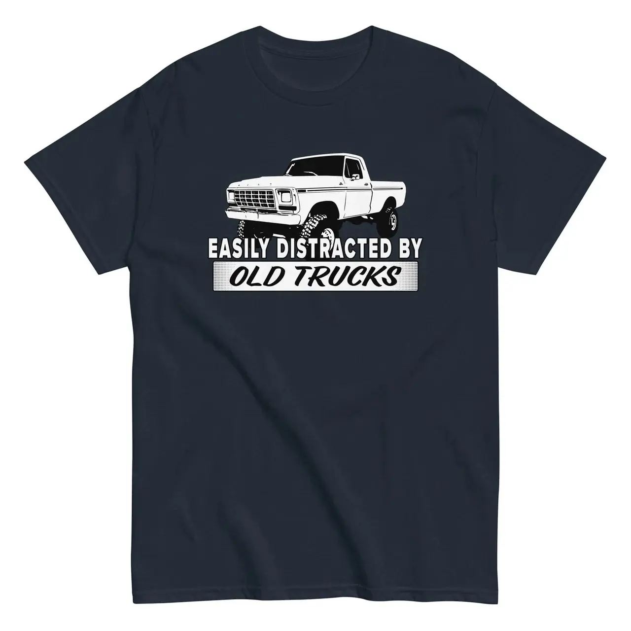 Easily Distracted By Old Trucks - 90s OBS Ford Truck Dentside Pickup Truck Classic Cars Lover T-Shirt Sweatshirt Hoodie