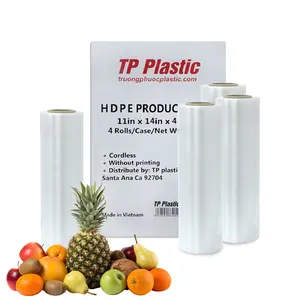 LDPE Produce Bags – 388 Count (4 Rolls), 11x14in, Extra Thick & Leak-Proof, Clear Food Bags for Fruits & Veggies