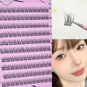 Fluffy Self-adhesive False Eyelashes with Fish Tail Design No Glue Required Anime Thick Sunflower Curling Eyelashes Extensions DIY Kit