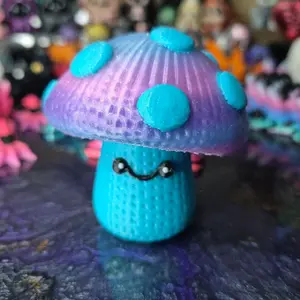 Knitted mushroom texture 3d printed Figurine for home decor desk buddy