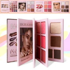Foldable Makeup Palette 5-in-1 Face Eyes & Lips Contour Blush Highlighter Eyeshadow Long-Lasting Travel-Friendly Multipurpose Book Palette for All Skin Types