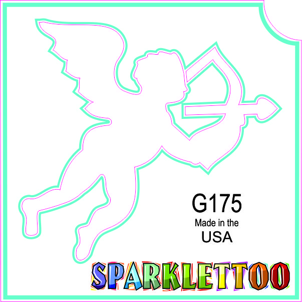 212 MAIN Cupid Shape Vibrant Ruby Red Glitter Finish Tattoo Stencil (G175-2), 1.5x2.3x2.3 in, 2-Ply, Easy Application, FDA Safe, Pack of 100 for Men's Costume Accessories