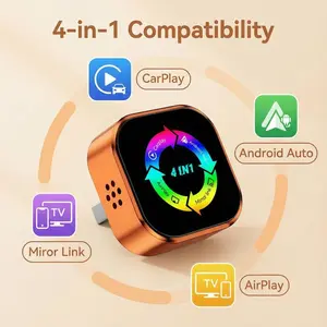 2026 New 4-in-1 CarPlay Wireless Adapter - iPhone/Android Compatible | Fast Connection, Hands-Free Calling, AirPlay, Mirror Link, Netflix, Youtube Wireless CarPlay Dongle type-c adapter Bluetooth 5.0 fast transmission, ultra-HD stereo sound