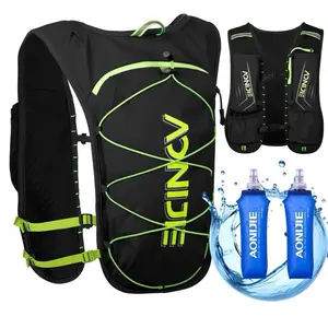 Running Vest for Men Women Black Water Vest for Running Hiking Marathon Trail Hydration Vest with 2*500ml Collapsible Water Bottles Nylon 5L Capacity Lightweight Backpack