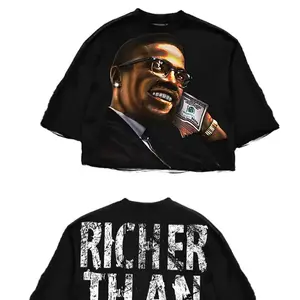 Y2K Graphic "Richer Than My X" Personalize Printed Oversized Tshirt Casual Crewneck 197