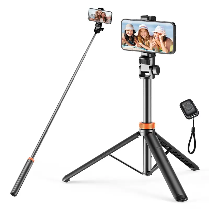 61-in Smartphone Selfie Stick with Wireless Remote & Upgraded Stable Tripod Stand - Phone Holder, Camera Accessory, Vlogging Equipment, Content Creator Tool for iPhone 17/16/15/14/13 & Cellphone Mobile Devices (Travel Use)