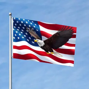 A brightly colored patriotic flag, designed specifically for flagpole sleeves. It features a single-sided hanging design and comes with a flagpole sleeve with two perforated rings, making it ideal for outdoor decoration.