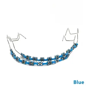 1 Pair Fake Teeth Braces, Colorful Metal Bracket with Metal Wire, Temporary Orthodontic Style, Adult Teeth Decoration Accessories