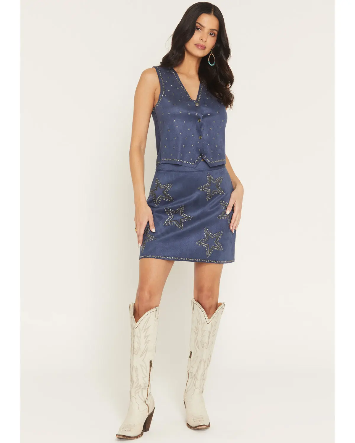 Starview Studded Faux Suede Mini Skirt