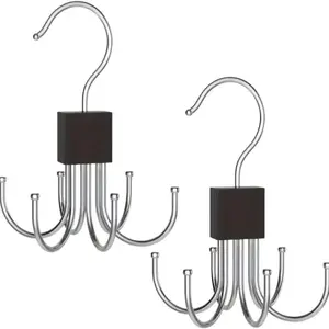 2-Pack Multi-Functional Rotating Six-Paw Hook, Sweatshirt Hat Scarf Organizer, Closet Storage Hanger, Door Mount, Space-Saving Hooks