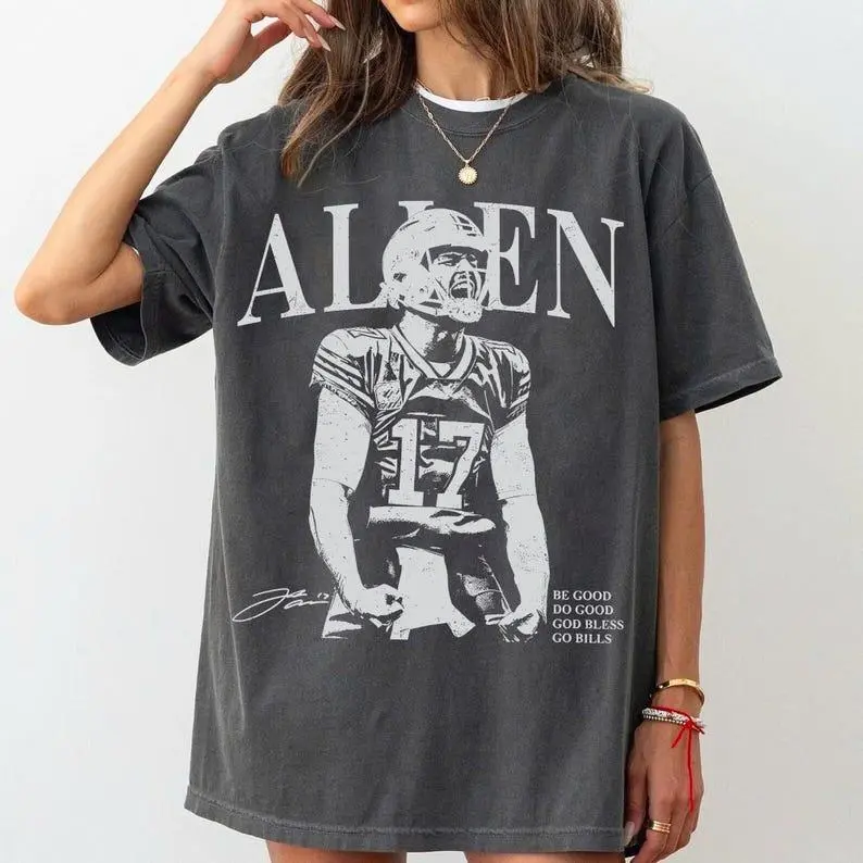 Josh Allen Vintage Shirt, Josh Allen Retro Rap Tee, Game Day Shirt, Football Gift Fan, God Bless Go Bill Comfort Colors Tee