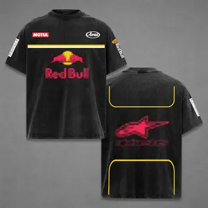 Retro Redbull x Astars Racing Washed T-shirt Vintage Motorcycle, Motor Speed Racing Sportbike Graphic Merch, Acid Washed Streetwear Clothing, Unisex Dirt Bike Racing Tee, Vintage Motorsport Shirt, Speed Culture Men's Wear, Designed for Biker