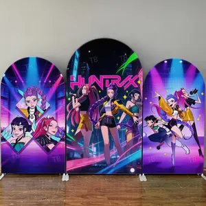 Hunters Neon City Arch Backdrop Cover Set for Anime Birthday Party Decor