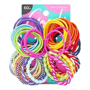 Ouchless Elastic Hair Ties – 2 Color Options Brights or Pastels - Perfect for Fine, Curly Hair and Sensitive Scalps - Pain Free Hair Accessories , Girls and Boys, 60 Count