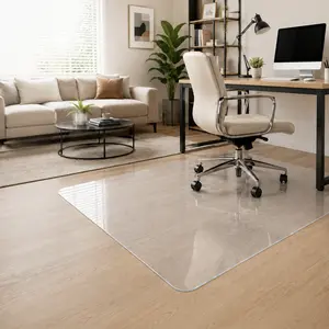 Non Slip Waterproof Oilproof Easy Clean Clear PVC Floor Mat Heavy Duty Scratch Resistant Transparent Floor Protector for Kitchen Dining Room Living Room Office Under Desk Pet Area Spill Proof Wipe Clean Cut to Fit BPA Free Vinyl Mat
