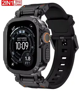 Silicone Strap+TPU Case for Apple Watch Band Ultra 3/2 49mm 11 10 46mm 44mm 45mm Protector Bracelet for IWatch Series 9 8 7 6 SE