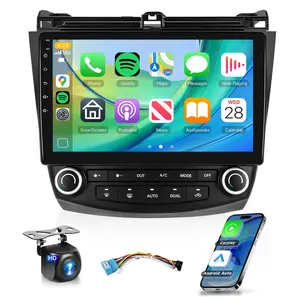 Android 15 Car Stereo for Honda Accord 2003-2007 Radio Wireless Carplay Android Auto 10.1 inch 1080P HD IPS Touch Screen DSP EQ Built-in GPS Chip MirrorLink WiFi Bluetooth FM/RDS AHD Backup Camera Mic