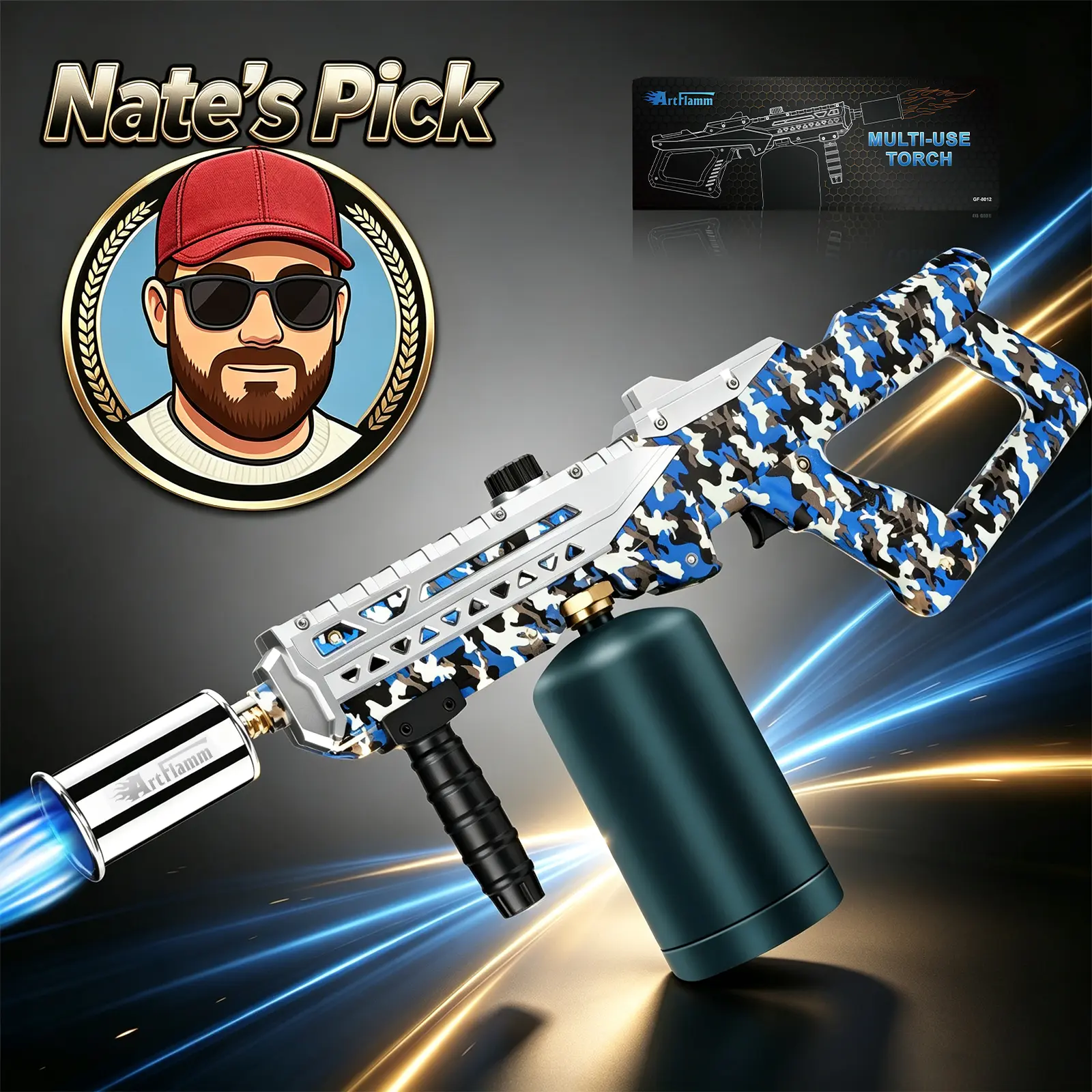 【Nate's Pick】ARTFLAMM Powerful Propane Torch with Adjustable Flame – Multi-Use Blow Torch for Campfire, Fire Pit, BBQ, and Soldering (Propane Tank Not Included)