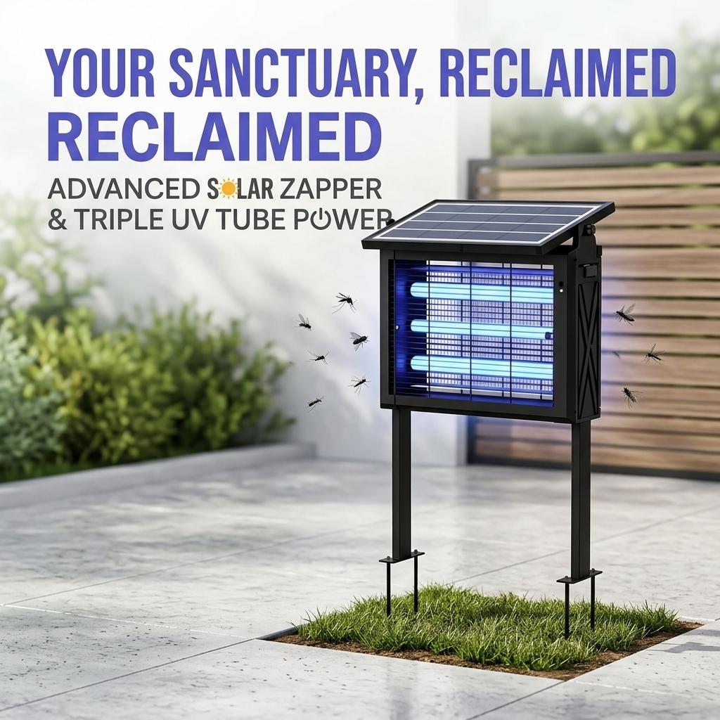 Dual Mount Bug Eliminator Solar Powered Fly Zapper 4500V Electric Shock 3 UV LED Lights 2000 Sq Ft Wide Coverage Portable Ground Spike Hanging Insect Catcher for Lawn Camper Pool Yard