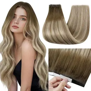 [Newly Released] MORESOO Tape in Weft Hair Extensions Human Hair 50G One Piece Easy Application Genius PU Long Weft Tape In Hair