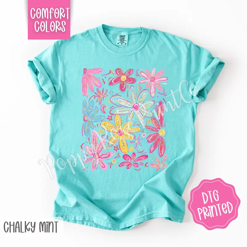 Summer Boho Floral Comfort Colors Shirt, Cute Flower Tshirt, Women's Tee, Gift for Her