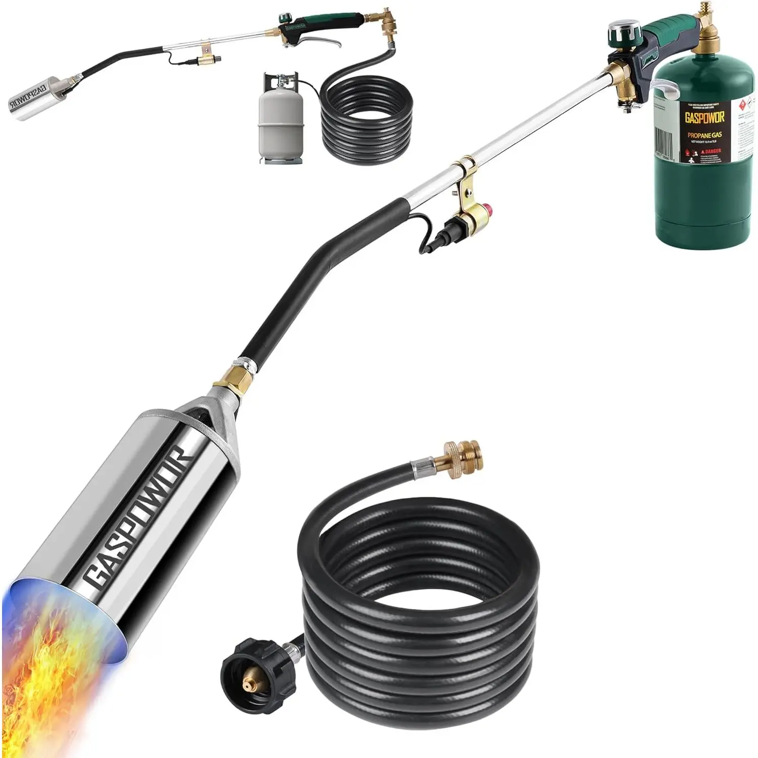 Heavy Duty Weed Torch,Propane Torch Weed Burner with 8.8 FT Hose, 340,000 BTU, Self Igniting Flame Weeder for Weeding
