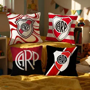 Team River Plate Cushion Cover INS Style Exquisite Print Short Plush Pillow Case Soft Skin-Friendly Durable Throw Pillow Cover 40x40 Viral Trendy Aesthetic Cozy Luxury Home Decor Living Room Bedroom Sofa Couch