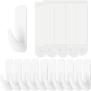 Wall Hooks for  10 Large Hooks, Heavy Duty Wall Hooks with 10 Strips,  Free Adhesive Hooks for Key Holder, Coat, Door, Shower