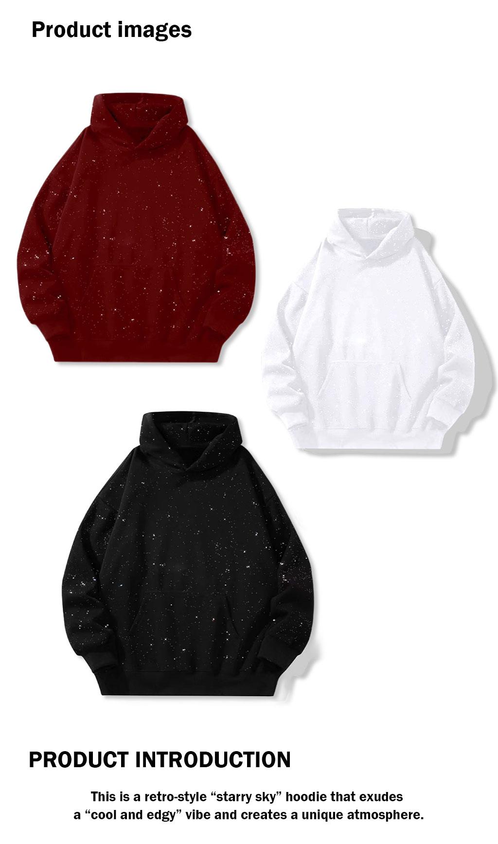 TELLFUN  Y2K Sequined Pullover Hoodie - Fashionable Casual Long-Sleeved Menswear Top with Pockets, Loose-Fitting Y2K Galaxy Sweatshirt for Autumn & Winter