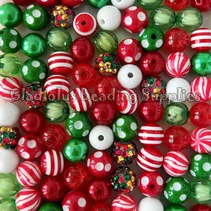 100 Qty 12mm Beads, Christmas Set Beads Craft, Snowman Beads, Acrylic Beads, Chunky Bubblegum Beads, Round beads, Gumball Beads, Beading Supplies