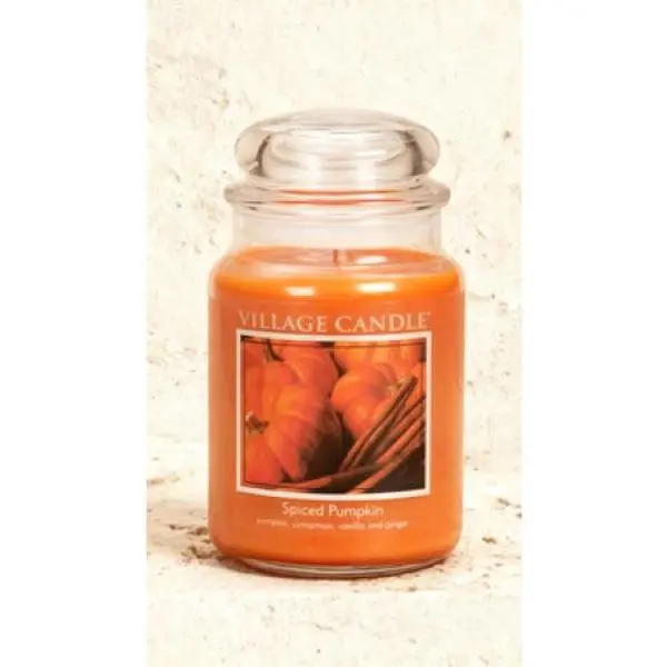 Spiced Pumpkin Fragrance Candle - 21.25 oz Reusable Apothecary Jar, Long-Lasting Soy Blend Candle for Home Decor, Home Supplies