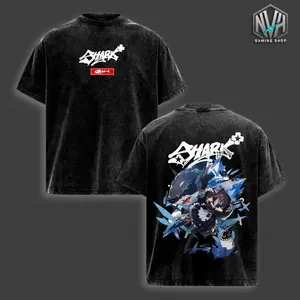 Zenless Zone Zero T-Shirt Ellen Joe Shark Maid Victoria Housekeeping ZZZ Vintage Washed Oversized Hoodie Anime Gaming Graphic Tee Faded Ice Graffiti Streetwear Y2K Merch Gift For Game Fan Clothes