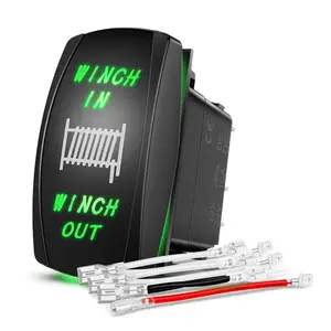 Nilight 7Pin DPDT On/Off Winch in Out Rocker Switch Green