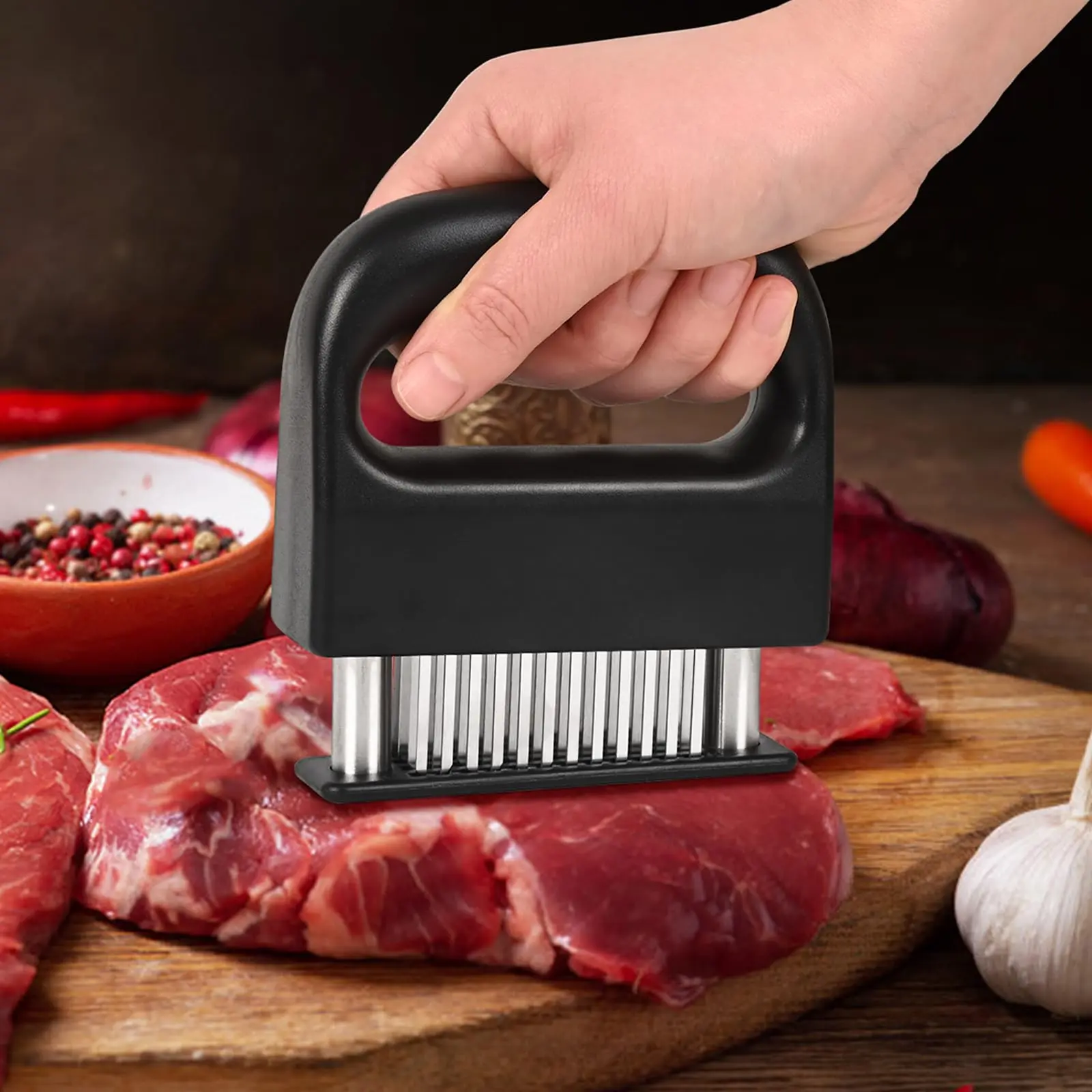 2 PCS Metal Detachable Blades Meat Tenderisers - Kitchen Gadget for Cooking Pork Chops, Chicken, Barbecue, 48 Stainless Steel Ultra Sharp Needle Blades