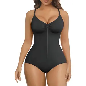 Women's Tummy Control Shapewear Bodysuit, Seamless Zip-Up Design with Open Bust and Waist Defining Compression, Lady
