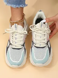 Women's Sporty Low Top Lace Up Breathable Sneakers, Fashionable Lightweight Breathable Anti-slip Round Toe Sneakers, Casual Outdoor Running Shoes, Athletic Running Shoes