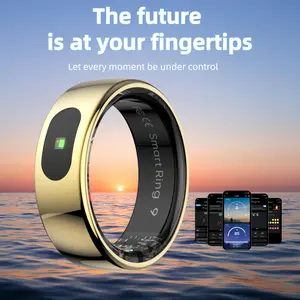 Fitness Rechargeable Smart Ring Health Monitoring Skin Temperature Touch Functions for Music & Short Videos Pedometer Wearable Portable Trackers 5ATM Waterproof Calories Burned Sleep Quality Stress Cycle Reminder Insights Wireless Portable Durability Watc