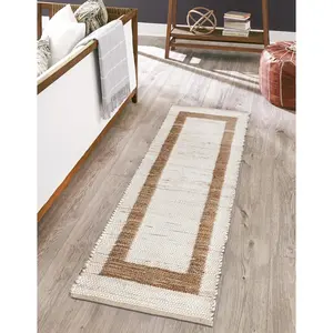 White and Natural Chindi Jute Rug