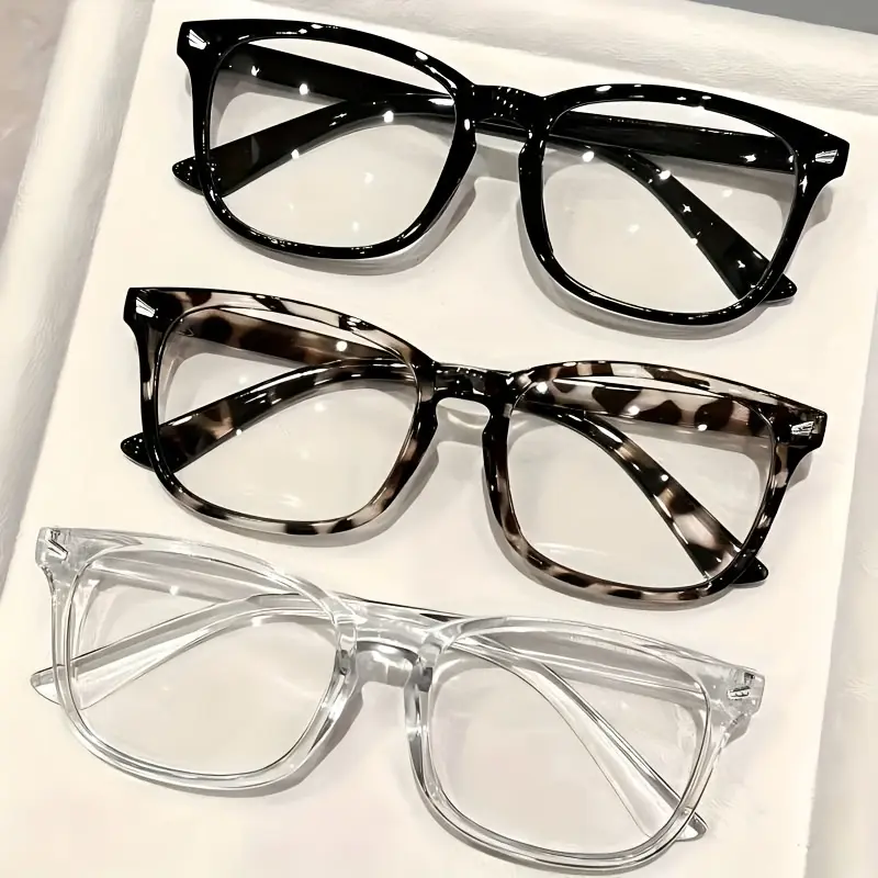 Women's 3-Piece Minimalist Stylish Full Rim Glasses Set, Clear Lenses, Accessories for Women, for Everyday Use & Outfit Coordination