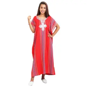 Moroccan Caftans Women Light Weight Linen Handmade Small to Large Red