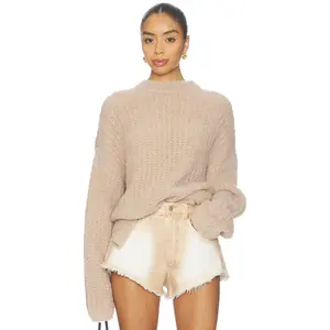 Lapointe Oversized Crew Neck Sweater in Champagne