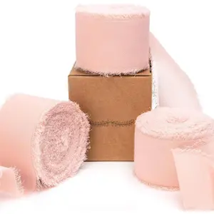 Blush  Chiffon Ribbon - 1-1/2 inch x 30 Yard  Fringe,  for Wedding Invitations, Bridal Bouquets & Flower Arrangements