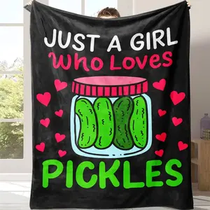 Festive Jelly Pickle Printed Flannel Blanket，cozy flannel blanket Cozy And Soft For Sofa,Bed,Camping,Suitable for all four seasons This is the best gift for couples, children, parents and friends, and it can express deep lov