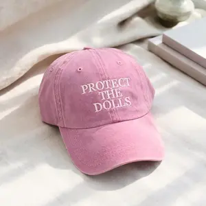 Protect The Dolls Embroidered Washed Cotton Cap, Feminist Human Rights Hat