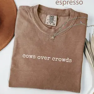 Comfort Colors® Cow Lover Shirt, Country Shirt, Cows Over Crowds, Farm Animal Shirt, Western Shirt, Funny Shirt, Graphic Tee, Women's Shirt