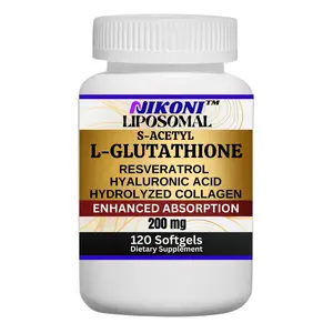 Nikoni Liposomal S-Acetyl L-Glutathione Resveratrol, Hyaluronic Acid & Collagen, 120 Softgels, Antioxidant Support Healthcare Fitness Supplement