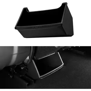 BASENOR Rear Center Console Organizer for 2024-2026 Tesla Model 3 Highland, TPE Under Seat Storage Box &amp; Trash Can, Interior Accessories with Anti-Slip Velcro (Proprietary Design)
